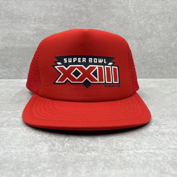 Vintage SUPERBOWL XXIII Trucker Hat Ball Cap Adjustable SNAPBACK Red Mesh Back - Picture 2 of 10